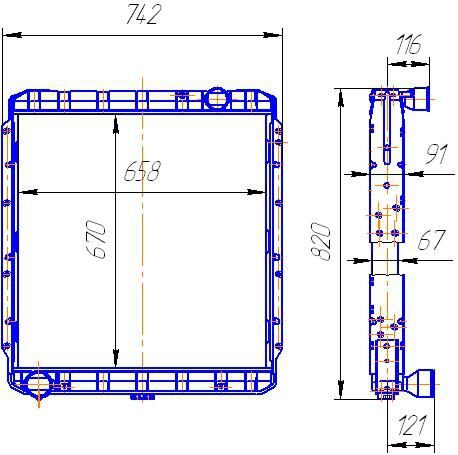 Автомобильный радиатор чертеж